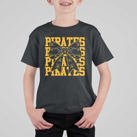 Pirates Coquette Bow T Shirt For Kid Retro Sports Style Pirate Skull