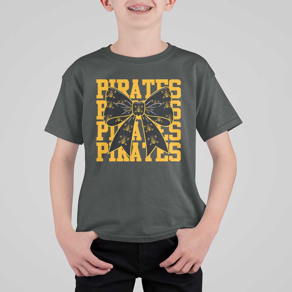 Pirates Coquette Bow T Shirt For Kid Retro Sports Style Pirate Skull