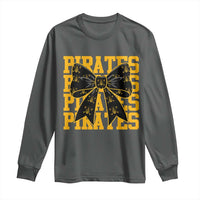 Pirates Coquette Bow Long Sleeve Shirt Retro Sports Style Pirate Skull