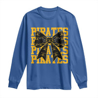 Pirates Coquette Bow Long Sleeve Shirt Retro Sports Style Pirate Skull