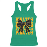 Pirates Coquette Bow Racerback Tank Top Retro Sports Style Pirate Skull