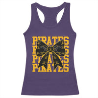 Pirates Coquette Bow Racerback Tank Top Retro Sports Style Pirate Skull