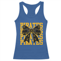 Pirates Coquette Bow Racerback Tank Top Retro Sports Style Pirate Skull