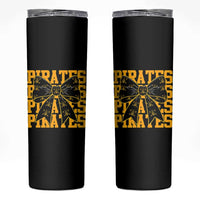 Pirates Coquette Bow Skinny Tumbler Retro Sports Style Pirate Skull