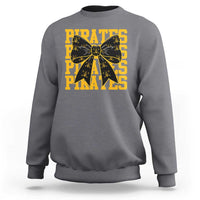 Pirates Coquette Bow Sweatshirt Retro Sports Style Pirate Skull