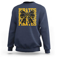Pirates Coquette Bow Sweatshirt Retro Sports Style Pirate Skull
