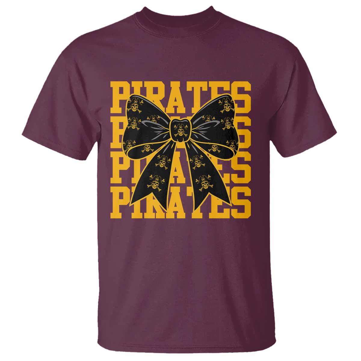 Pirates Coquette Bow T Shirt Retro Sports Style Pirate Skull