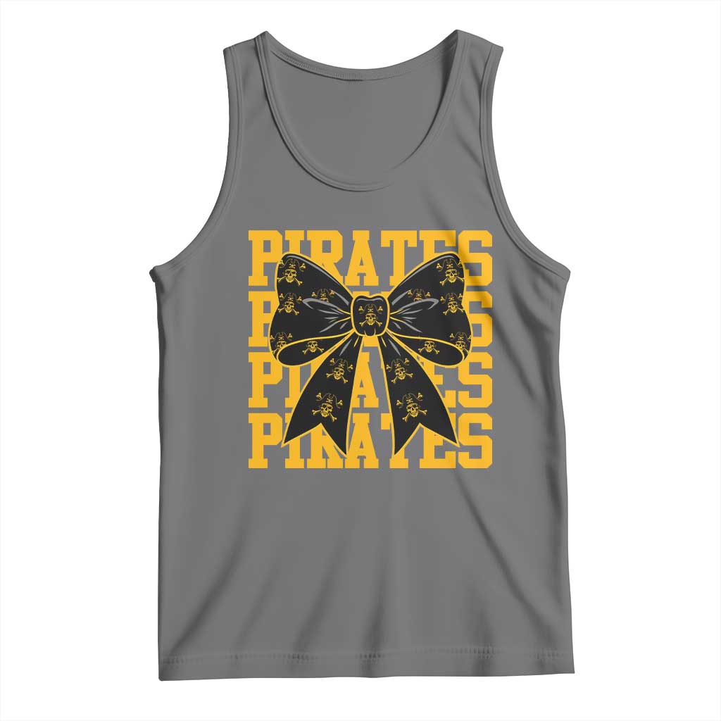 Pirates Coquette Bow Tank Top Retro Sports Style Pirate Skull