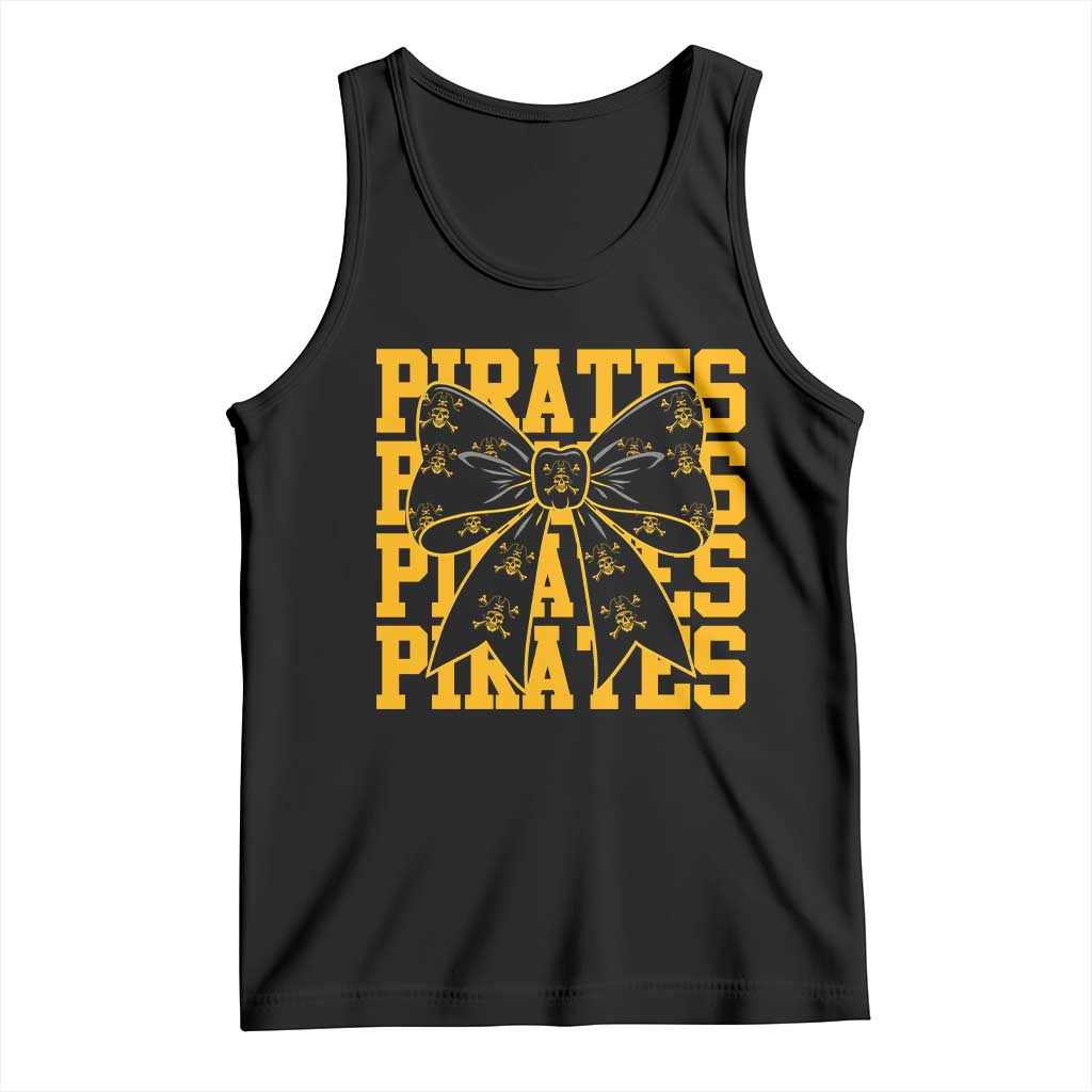 Pirates Coquette Bow Tank Top Retro Sports Style Pirate Skull