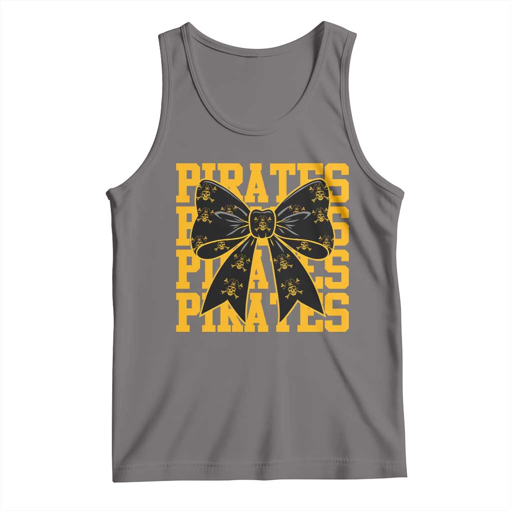 Pirates Coquette Bow Tank Top Retro Sports Style Pirate Skull