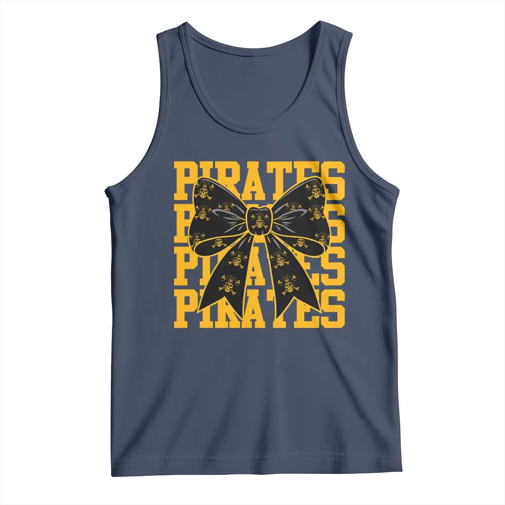 Pirates Coquette Bow Tank Top Retro Sports Style Pirate Skull