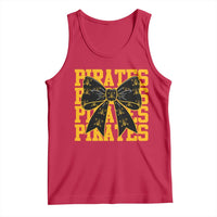Pirates Coquette Bow Tank Top Retro Sports Style Pirate Skull