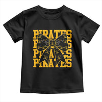 Pirates Coquette Bow Toddler T Shirt Retro Sports Style Pirate Skull