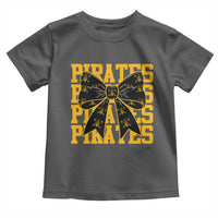 Pirates Coquette Bow Toddler T Shirt Retro Sports Style Pirate Skull