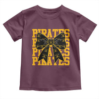 Pirates Coquette Bow Toddler T Shirt Retro Sports Style Pirate Skull
