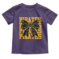 Pirates Coquette Bow Toddler T Shirt Retro Sports Style Pirate Skull