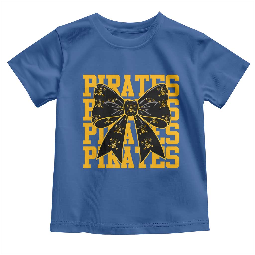 Pirates Coquette Bow Toddler T Shirt Retro Sports Style Pirate Skull