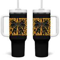 Pirates Coquette Bow Tumbler With Handle Retro Sports Style Pirate Skull