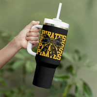 Pirates Coquette Bow Tumbler With Handle Retro Sports Style Pirate Skull