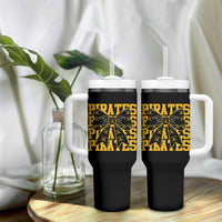 Pirates Coquette Bow Tumbler With Handle Retro Sports Style Pirate Skull