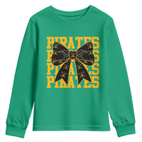 Pirates Coquette Bow Youth Sweatshirt Retro Sports Style Pirate Skull