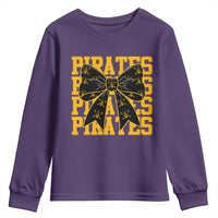 Pirates Coquette Bow Youth Sweatshirt Retro Sports Style Pirate Skull