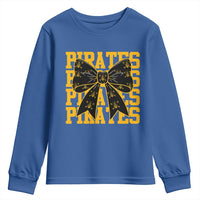 Pirates Coquette Bow Youth Sweatshirt Retro Sports Style Pirate Skull