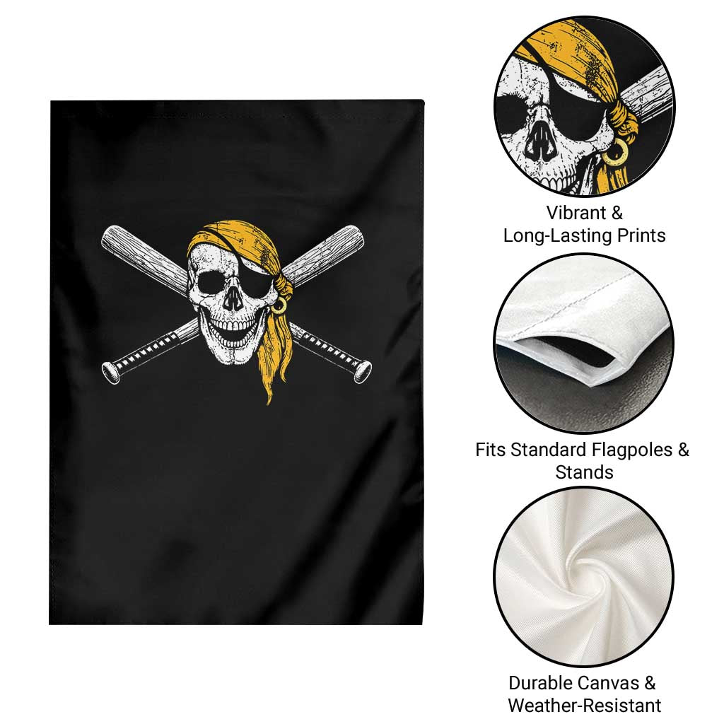 Baseball Pirate Skull Garden Flag Retro Vintage Cross Baseball Bats