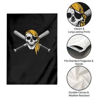 Baseball Pirate Skull Garden Flag Retro Vintage Cross Baseball Bats