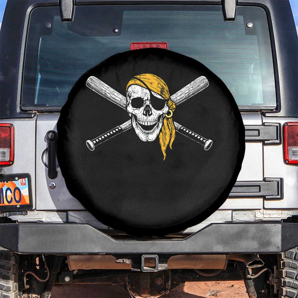 Baseball Pirate Skull Spare Tire Cover Retro Vintage Cross Baseball Bats