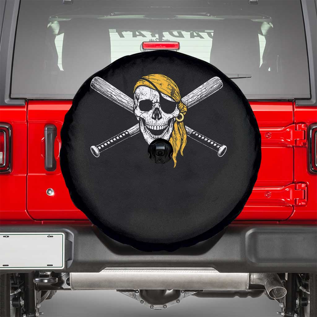 Baseball Pirate Skull Spare Tire Cover Retro Vintage Cross Baseball Bats