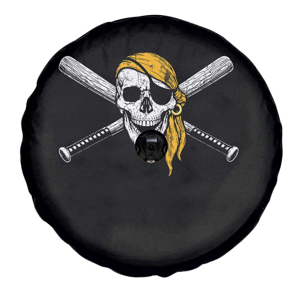 Baseball Pirate Skull Spare Tire Cover Retro Vintage Cross Baseball Bats