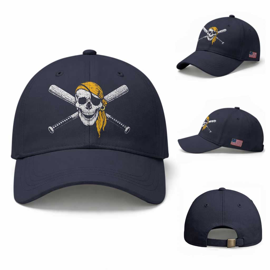 Baseball Pirate Skull Baseball Cap Retro Vintage Cross Baseball Bats