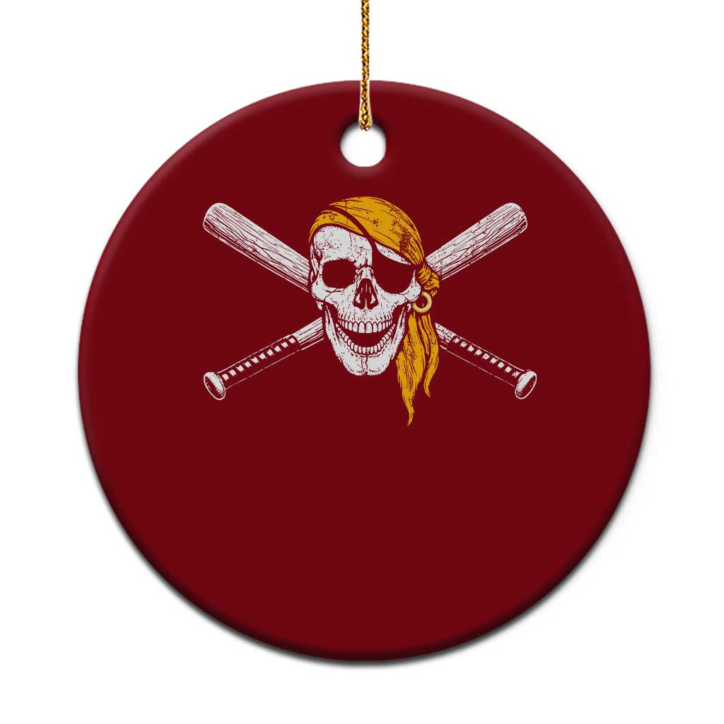 Baseball Pirate Skull Ceramic Ornament Retro Vintage Cross Baseball Bats