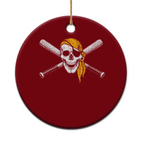Baseball Pirate Skull Ceramic Ornament Retro Vintage Cross Baseball Bats