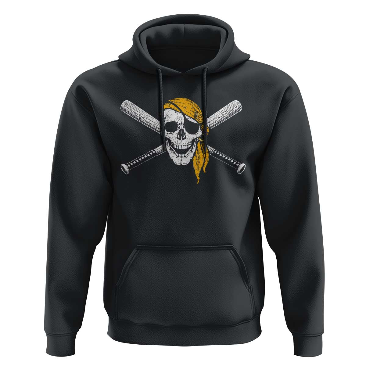 Baseball Pirate Skull Hoodie Retro Vintage Cross Baseball Bats