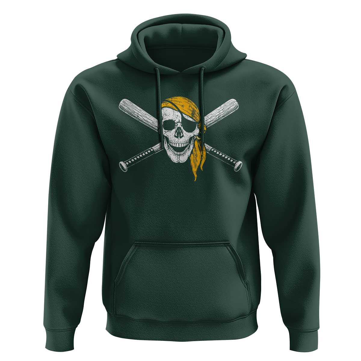 Baseball Pirate Skull Hoodie Retro Vintage Cross Baseball Bats