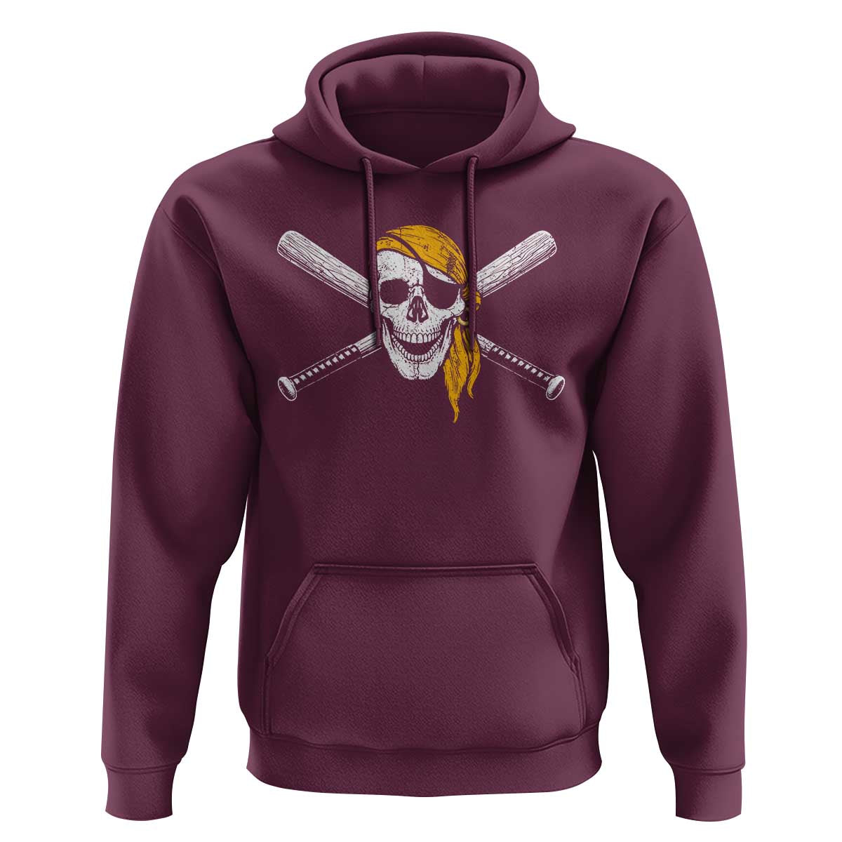 Baseball Pirate Skull Hoodie Retro Vintage Cross Baseball Bats