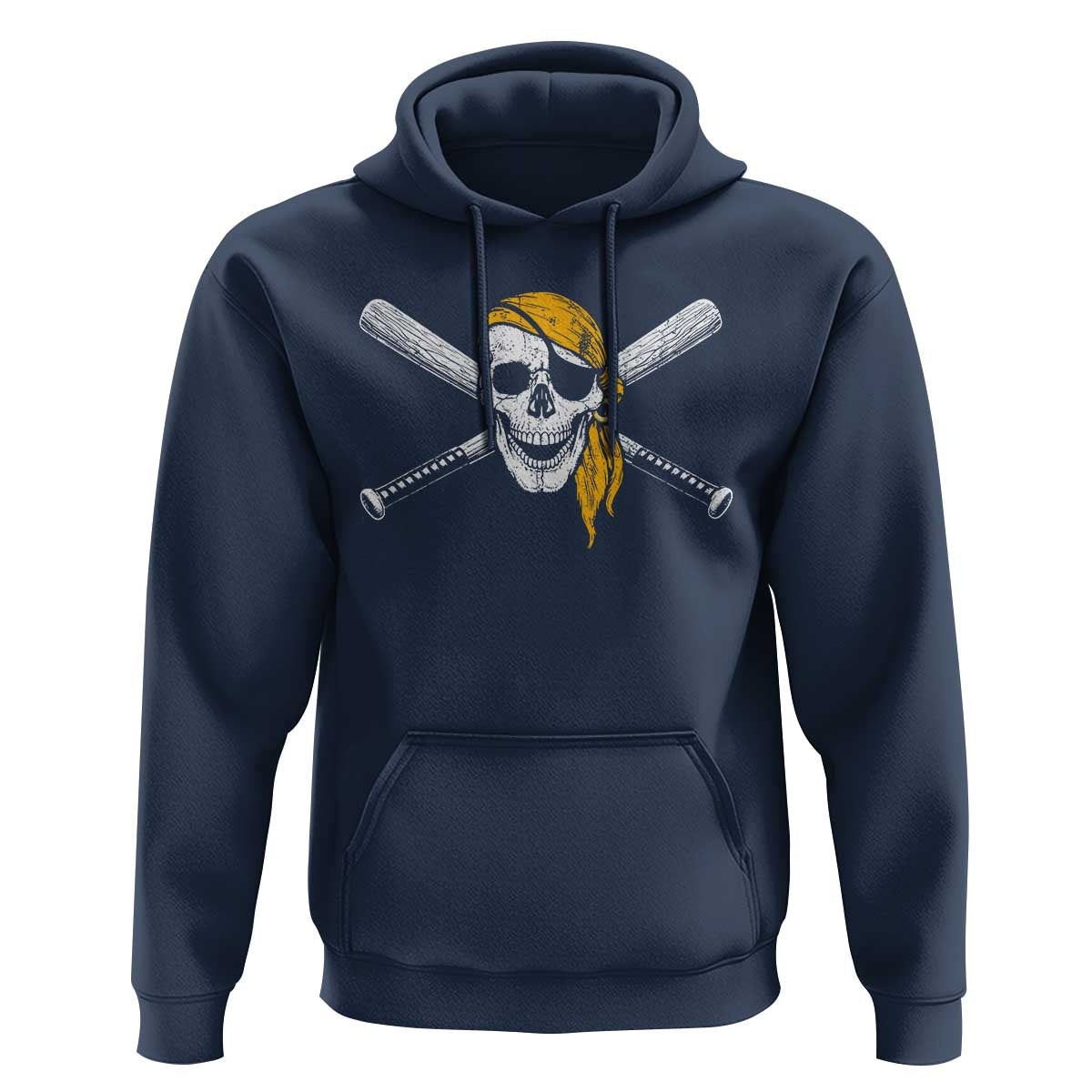 Baseball Pirate Skull Hoodie Retro Vintage Cross Baseball Bats
