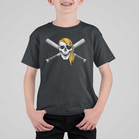 Baseball Pirate Skull T Shirt For Kid Retro Vintage Cross Baseball Bats