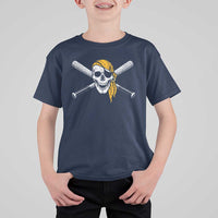 Baseball Pirate Skull T Shirt For Kid Retro Vintage Cross Baseball Bats