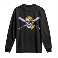 Baseball Pirate Skull Long Sleeve Shirt Retro Vintage Cross Baseball Bats