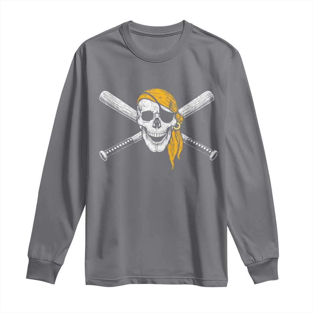Baseball Pirate Skull Long Sleeve Shirt Retro Vintage Cross Baseball Bats