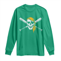 Baseball Pirate Skull Long Sleeve Shirt Retro Vintage Cross Baseball Bats