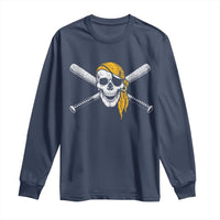 Baseball Pirate Skull Long Sleeve Shirt Retro Vintage Cross Baseball Bats