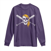 Baseball Pirate Skull Long Sleeve Shirt Retro Vintage Cross Baseball Bats