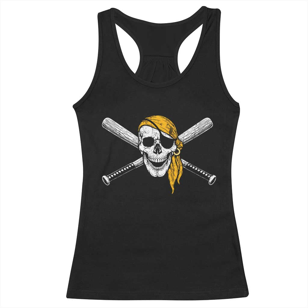 Baseball Pirate Skull Racerback Tank Top Retro Vintage Cross Baseball Bats