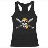 Baseball Pirate Skull Racerback Tank Top Retro Vintage Cross Baseball Bats