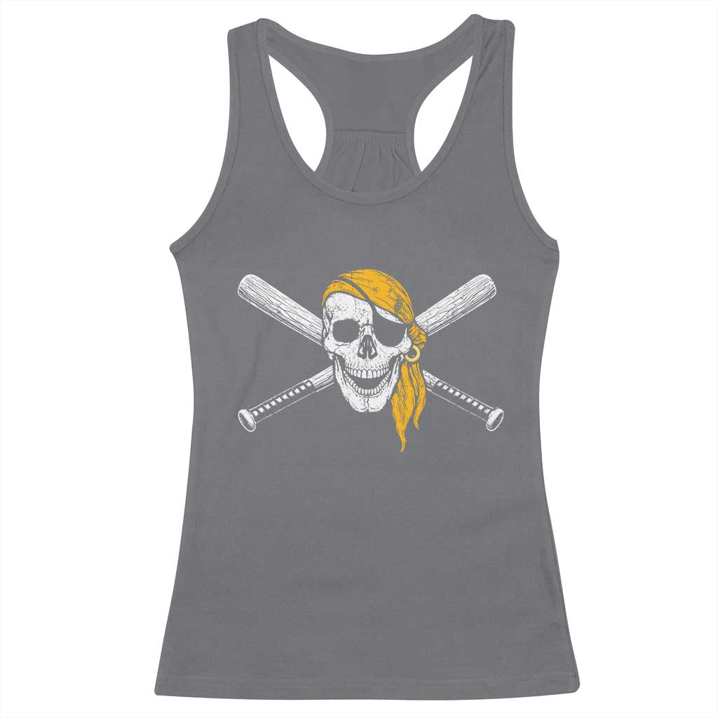 Baseball Pirate Skull Racerback Tank Top Retro Vintage Cross Baseball Bats
