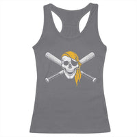 Baseball Pirate Skull Racerback Tank Top Retro Vintage Cross Baseball Bats
